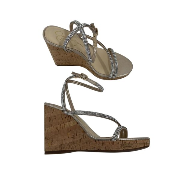 Jessica Simpson Tenley Womens Rhinestone Ankle Strap Platform Wedge Sandals 8M - Picture 11 of 12